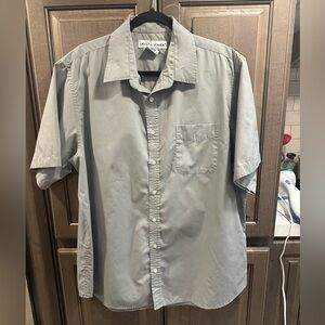 Gray short sleeved shirt, button up, Good used condition.